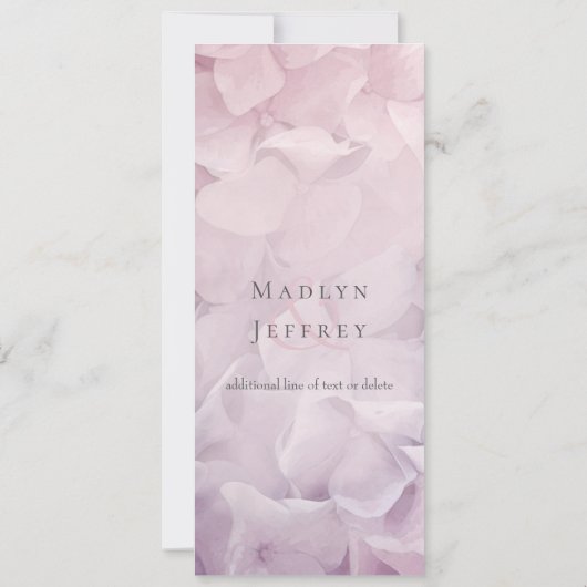 赤面ピンクパープルアジサイ夏庭園の結婚式 招待状 (裏面)