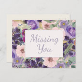 赤面ピンクパープルウォーター恋しく思カラーフローラ ポストカード (正面/裏面)
