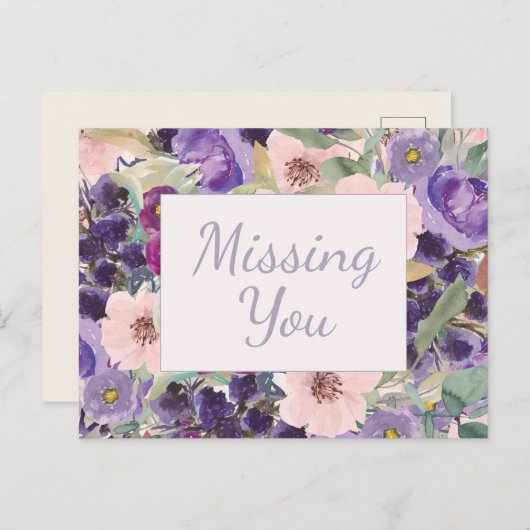 赤面ピンクパープルウォーター恋しく思カラーフローラ ポストカード (正面/裏面)