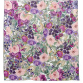 赤面ピンクパープルウォーター色フローラセージ緑 シャワーカーテン (正面)