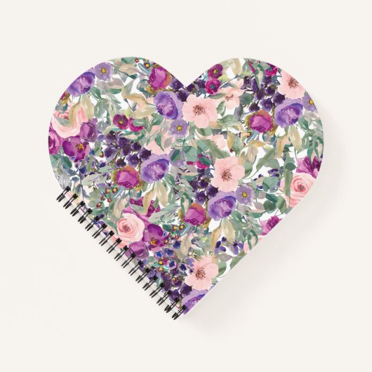 赤面ピンクパープルウォーター色フローラセージ緑 ノートブック (正面)