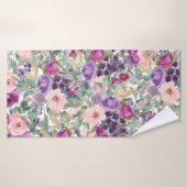 赤面ピンクパープルウォーター色フローラセージ緑 バスタオル (バスタオル)