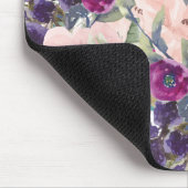 赤面ピンクパープルウォーター色フローラ マウスパッド (コーナー)