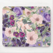 赤面ピンクパープルウォーター色フローラ マウスパッド (正面)