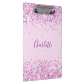 赤面ピンクパープルグリッター名スクリプト クリップボード (右)