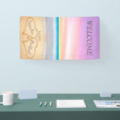 赤面ピンクパープルハートビーチ歓迎結婚の 横断幕 (トレードショー)