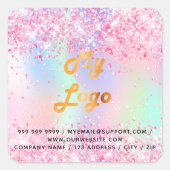 赤面ピンクパープルビジネスサロンビジネスロゴ スクエアシール (正面)