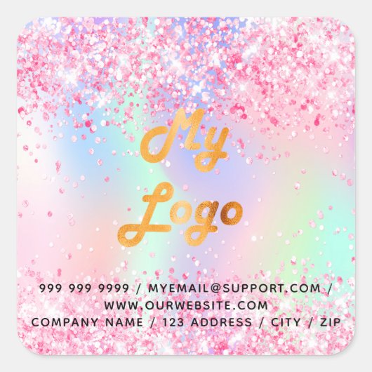 赤面ピンクパープルビジネスサロンビジネスロゴ スクエアシール (正面)