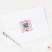 赤面ピンクパープルビジネスサロンqrコードインスタグラム スクエアシール (封筒)