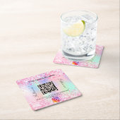 赤面ピンクパープルビジネスサロンqrコードインスタグラム スクエアペーパーコースター (インサイチュ)