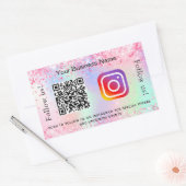 赤面ピンクパープルビジネスサロンqrコードインスタグラム 長方形シール (封筒)