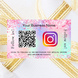 赤面ピンクパープルビジネスサロンqrコードインスタグラム 長方形シール