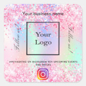 赤面ピンクパープルビジネスロゴサロンインスタグラム スクエアシール (正面)