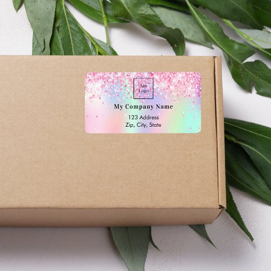 赤面ピンクパープルビジネスロゴ差出人住所 ラベル