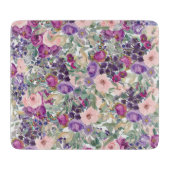 赤面ピンクパープルフラワーサージグリーン葉 カッティングボード (正面)