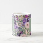 赤面ピンクパープルフローラグ葉リーンマググ コーヒーマグカップ (中央)