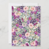 赤面ピンクパープルフローラセージ緑葉ブライダル 招待状 (裏面)
