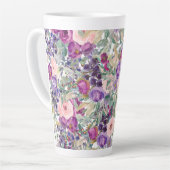 赤面ピンクパープルフローラセージ緑葉色 カフェラテマグ (左アングル)