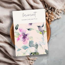 赤面ピンクパープルフローラネックレスバンドホルダー 名刺