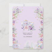 赤面ピンクパープルフローラブライダルシャワーティーパーティー 招待状 (裏面)