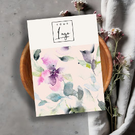 赤面ピンクパープルフローラロゴイヤリングスタッドホルダー 名刺