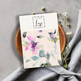 赤面ピンクパープルフローラロゴ空白のジュエリーホルダー 名刺