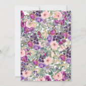 赤面ピンクパープルフローラ退職パーティー 招待状 (裏面)