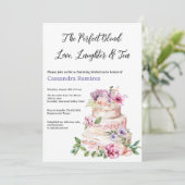 赤面ピンクパープルフローラ階層化ケーキブライダルシャワー 招待状 (スタンド正面)