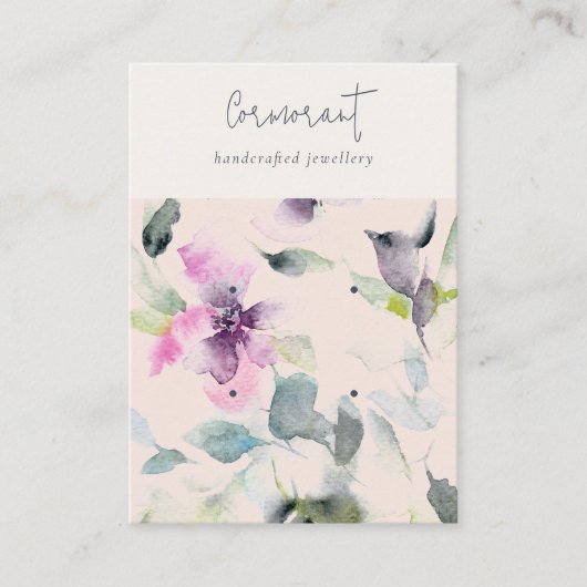 赤面ピンクパープルフローラ2イヤリングスタッドホルダー 名刺 (正面)