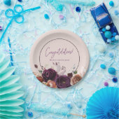 赤面ピンクパープルブルゴーニュフローラ ペーパープレート (パーティー)