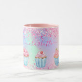 赤面ピンクパープルベーキングカップケーキ名 マグカップ (中央)