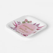 赤面ピンクパープルボタニッエレガントクモダン結婚ズ ペーパープレート (傾斜あり)