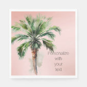 赤面ピンクパームツリーパーソナライズされた スタンダードランチョンナプキン (正面)