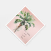 赤面ピンクパームツリーパーソナライズされた スタンダードランチョンナプキン (角)
