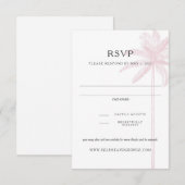 赤面ピンクパームツリーレスポンスカードヴィンテージスケッチ 出欠カード (正面/裏面)