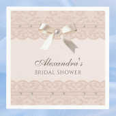 赤面ピンクパールズサテンボウレースブライダルシャワー スタンダードカクテルナプキン