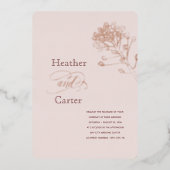 赤面ピンクパールボタニカル 箔招待状 (正面)