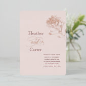 赤面ピンクパールボタニカル 箔招待状 (立ち正面)