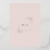 赤面ピンクパールボタニカル 箔招待状 (裏面)