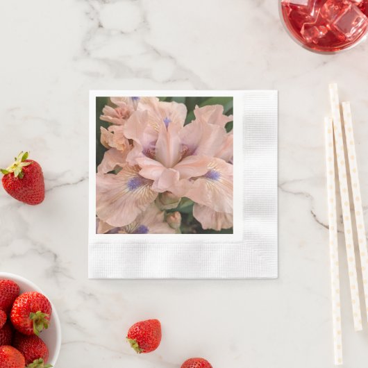 赤面ピンクヒゲ虹彩フローラナプキン 縁ありカクテルナプキン (インサイチュ)