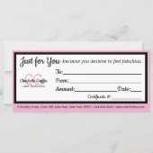 赤面ピンクヒョウのラッシュ美しいギフト証明書 (裏面)