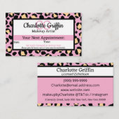 赤面ピンクヒョウ印刷ラッシュ&メイクアップアポイントメント 名刺 (正面/裏面)