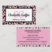 赤面ピンクヒョウ印刷ラッシュ&メイクアップアーティスト 名刺 (正面/裏面)