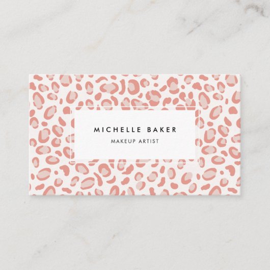赤面ピンクヒョウ柄 名刺 (正面)