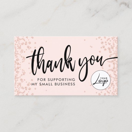 赤面ピンクビジネスオーダーありがとう名刺 名刺 (正面)