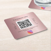 赤面ピンクビジネスサロン名qrコードInstagram スクエアペーパーコースター (アングル)