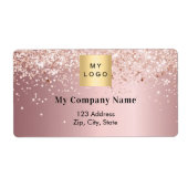 赤面ピンクビジネスロゴ差出人住所出荷 ラベル (正面)