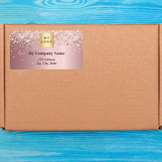 赤面ピンクビジネスロゴ差出人住所出荷 ラベル