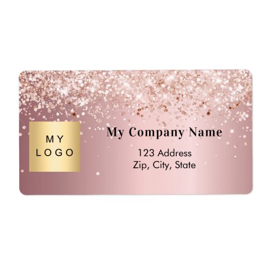 赤面ピンクビジネスロゴ差出人住所出荷 ラベル (正面)