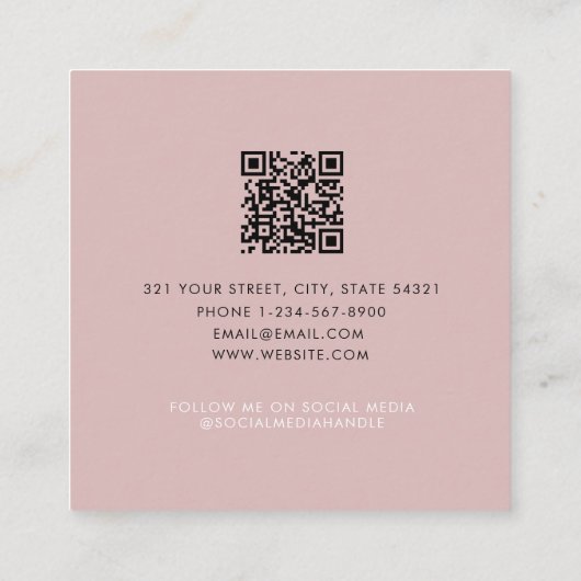 赤面ピンクビジネスロゴ美しいアポイントメントカード スクエア名刺 (裏面)
